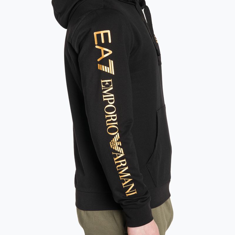 Bluza męska EA7 Emporio Armani Train Logo Series Hoodie Extended Logo Coft black/gold logo 4