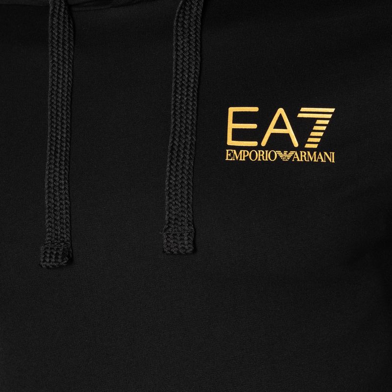 Bluza męska EA7 Emporio Armani Train Logo Series Hoodie Extended Logo Coft black/gold logo 7