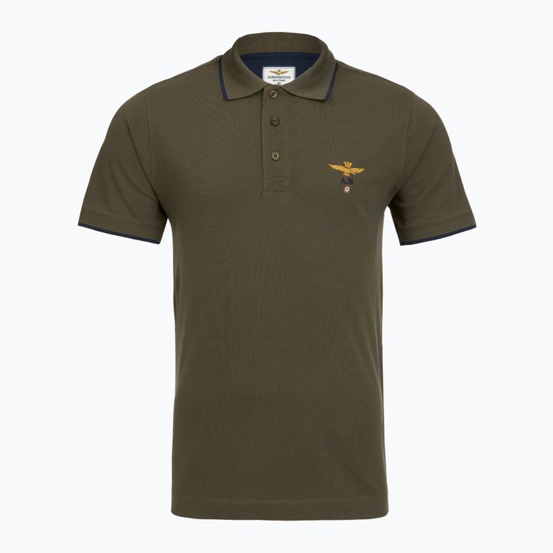 Koszulka polo męska Aeronautica Militare 262PO1308UP00082 Polo verde scuro