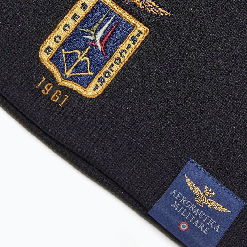 Czapka zimowa męska Czapka Aeronautica Militare 262CU0092UL00450 jet black 3