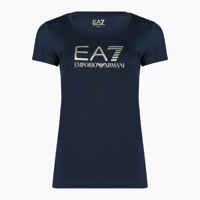 Koszulka damska EA7 Emporio Armani Train Shiny navy blue/logo light gold