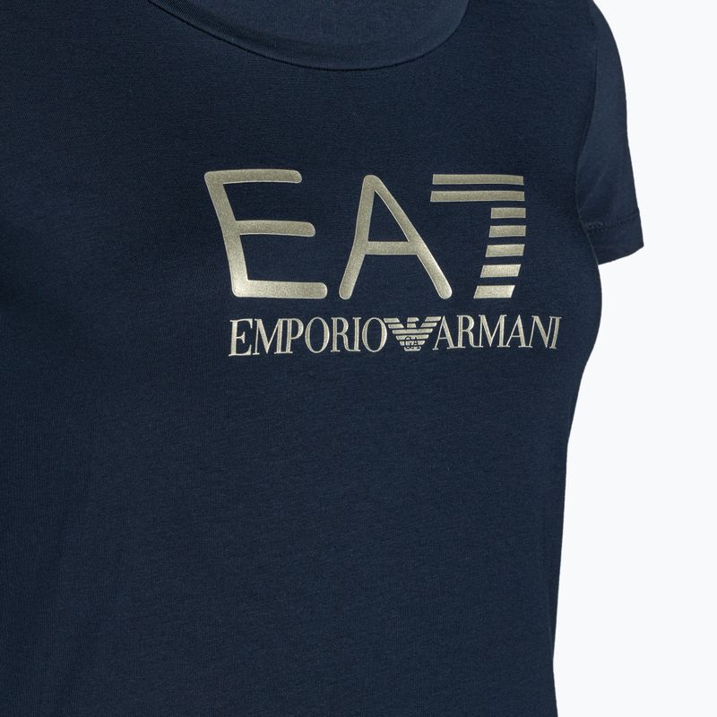 Koszulka damska EA7 Emporio Armani Train Shiny navy blue/logo light gold 3