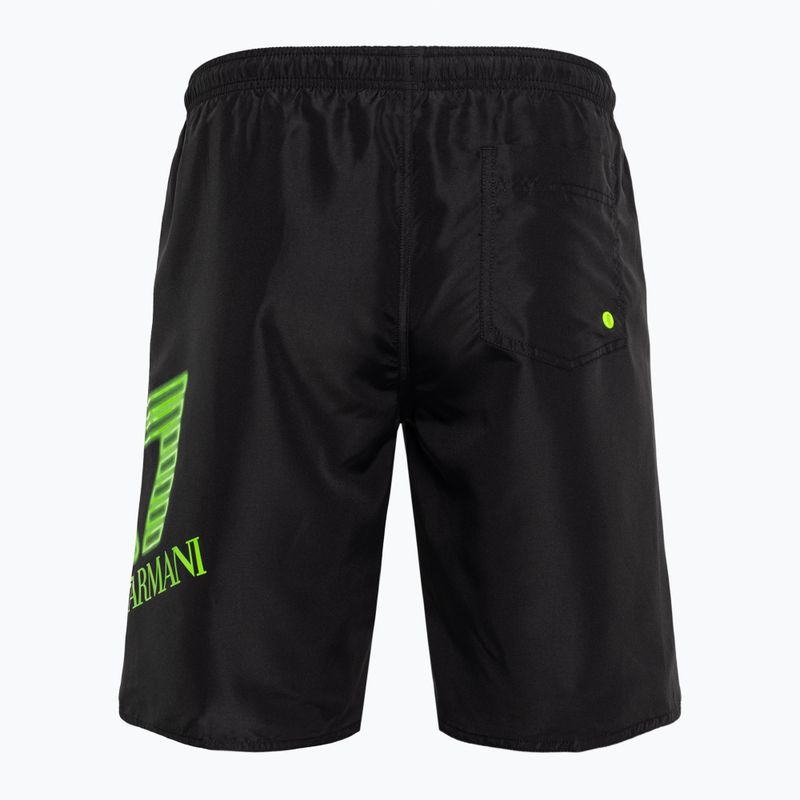 Szorty kąpielowe męskie EA7 Emporio Armani Water Sport Logo Bermuda nero/fluo lime 2
