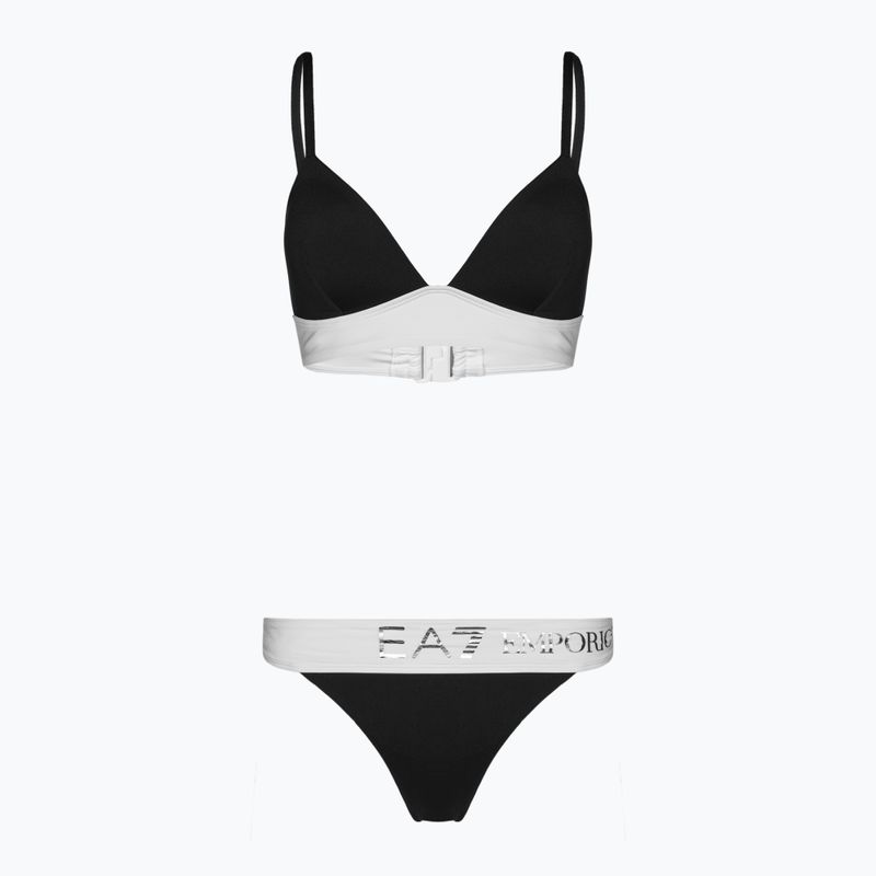 Strój kąpielowy dwuczęściowy damski EA7 Emporio Armani Water Sports BW Maxi Logo bianco/nero