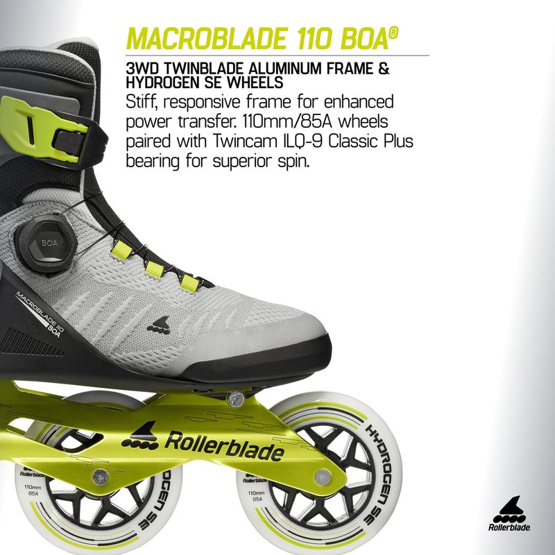 Rolki męskie Rollerblade Macroblade 110 Boa black/grey/lime 9