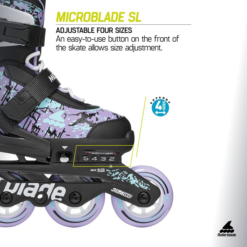 Rolki dziecięce Rollerblade Microblade SL Jr black/lavender/light blue 9