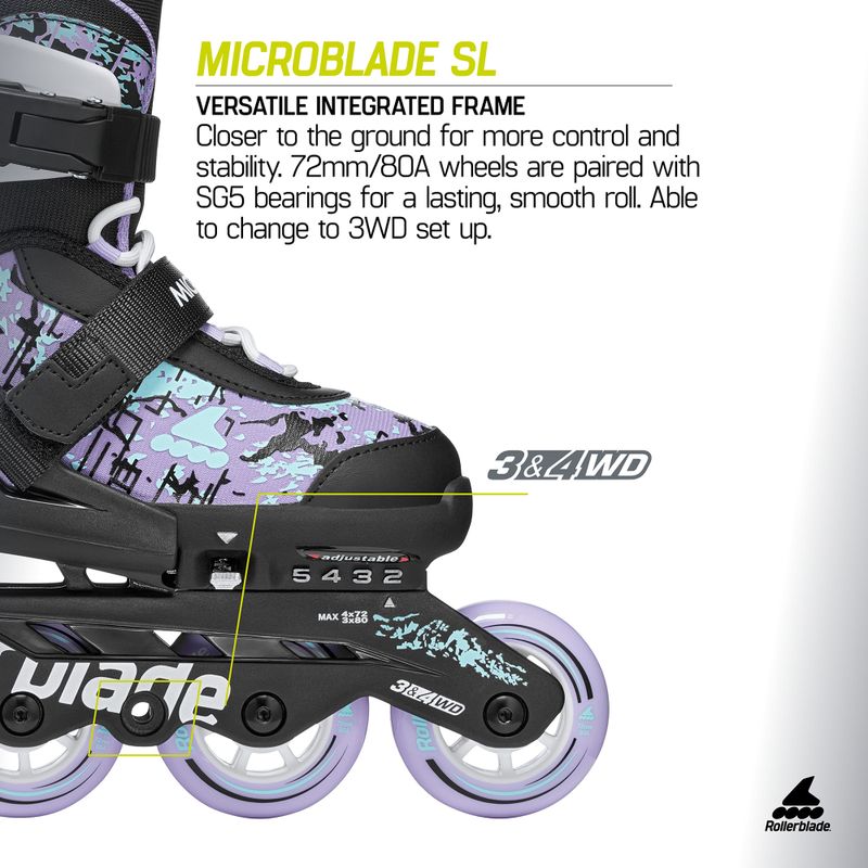 Rolki dziecięce Rollerblade Microblade SL Jr black/lavender/light blue 10