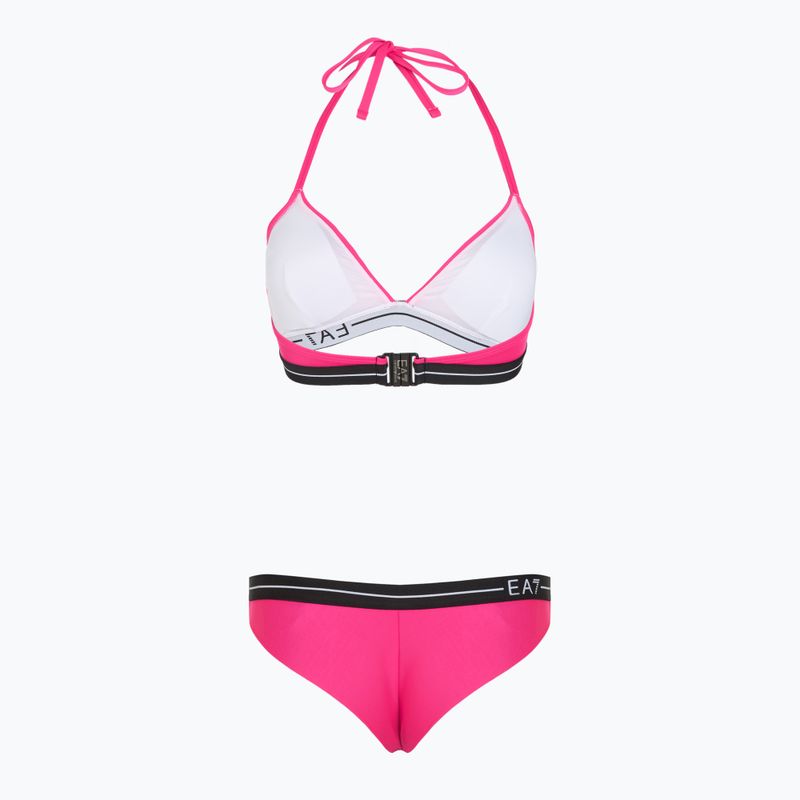 Strój kapielowy dwuczęściowy damski EA7 Emporio Armani Logo Tape Bikini Triangle neon pink 2