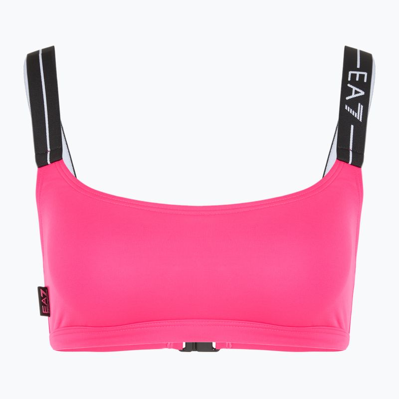 Strój kapielowy dwuczęściowy damski EA7 Emporio Armani Logo Tape Bikini Top neon pink 3