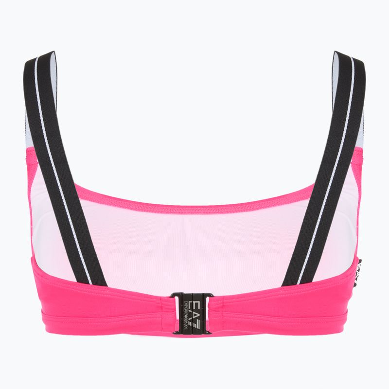 Strój kapielowy dwuczęściowy damski EA7 Emporio Armani Logo Tape Bikini Top neon pink 4