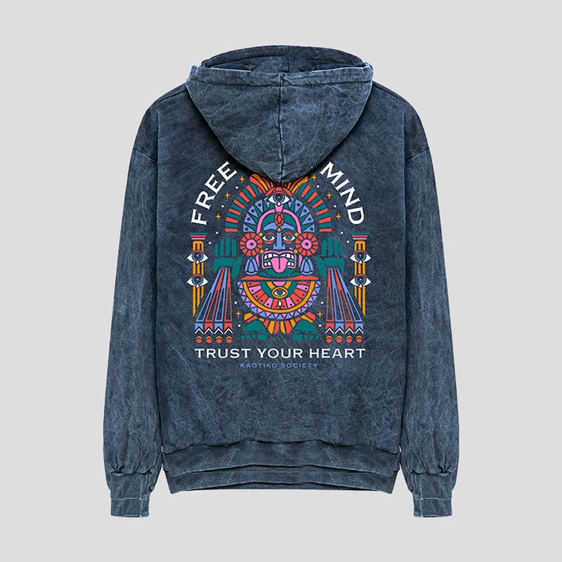 Bluza męska Kaotiko Washed Free Your Mind navy 2