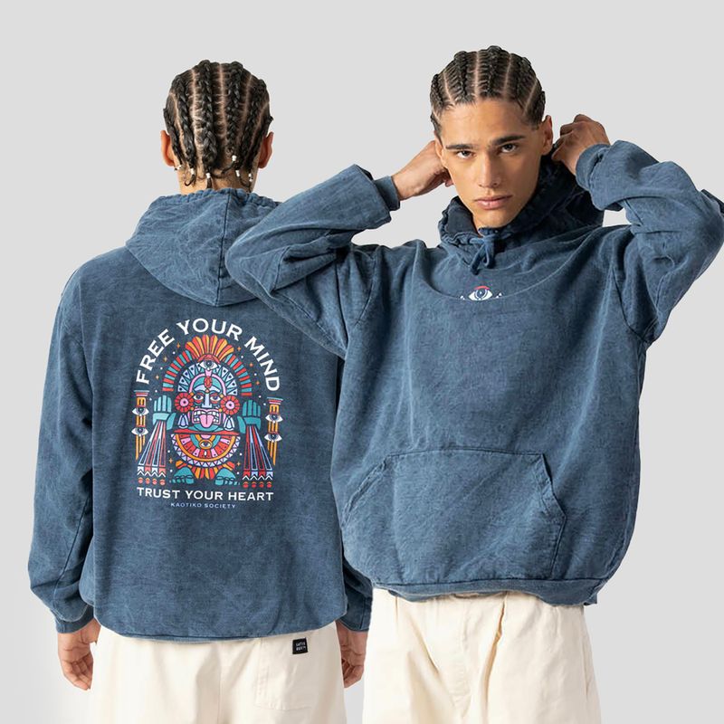 Bluza męska Kaotiko Washed Free Your Mind navy 3