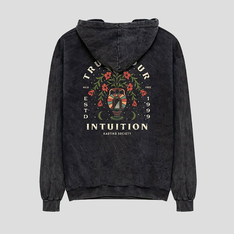 Bluza męska Kaotiko Washed Trust Your Intuition black 2