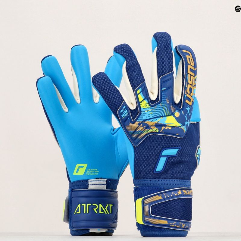 Rękawice bramkarskie Reusch Attrakt Aqua true blue/gold/aqua blue 9