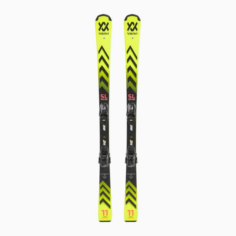Narty zjazdowe dziecięce Völkl Racetiger Jr Pro + wiązania 7.0 VMotion Jr flo yellow/black