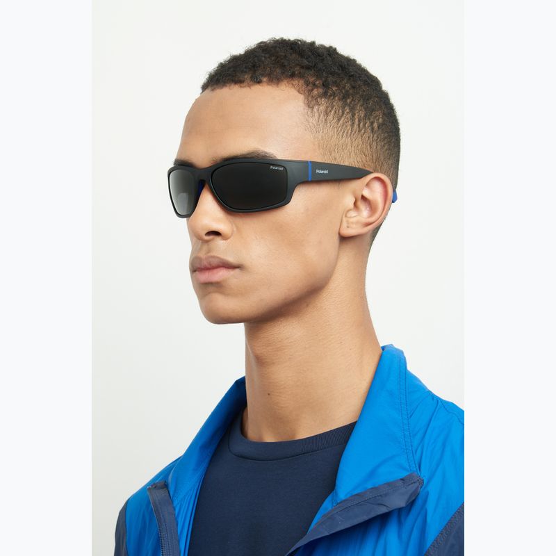 Okulary przeciwsłoneczne męskie Polaroid PLD 2135/S matte black blue/grey polarized 6