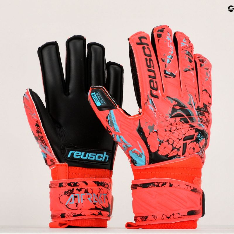 Rękawice bramkarskie dziecięce Reusch Attrakt Silver bright red/future blue/black 9