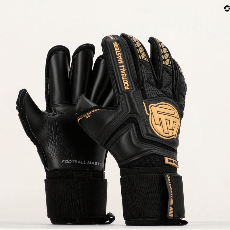 Rękawice bramkarskie dziecięce Football Masters Voltage Plus RF v 4.0 czarne/złote 10