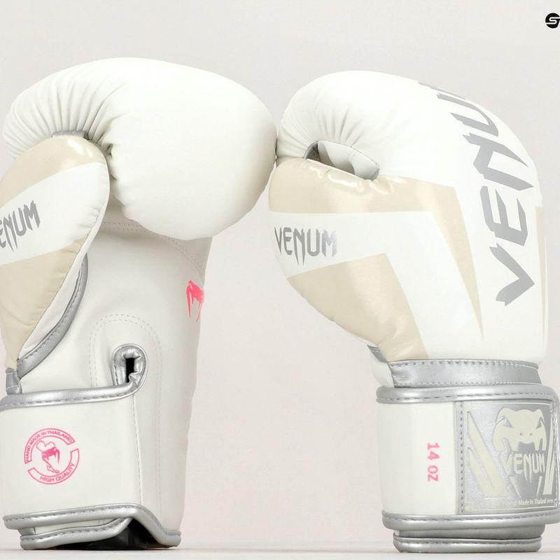 Rękawice bokserskie Venum Elite white/silver 7