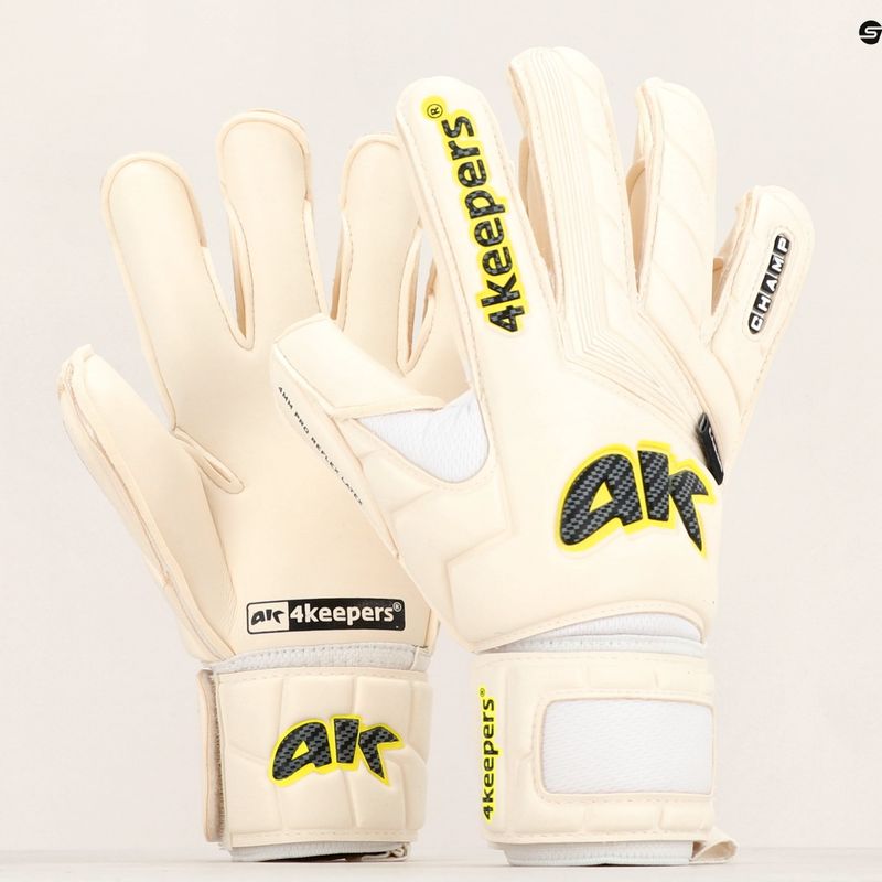 Rękawice bramkarskie 4keepers Champ Carbo V HB biały/żółty 11