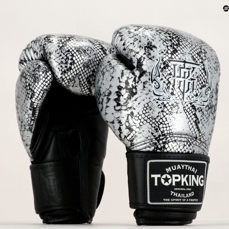 Rękawice bokserskie Top King Muay Thai Super Star Air Snake black/silver 7