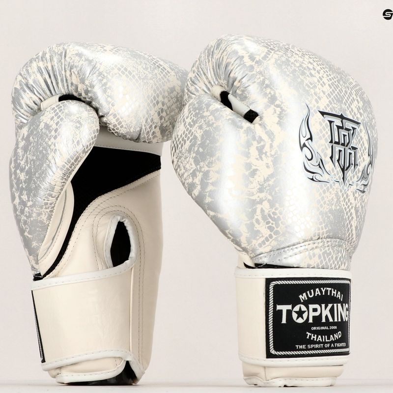 Rękawice bokserskie Top King Muay Thai Super Star Air Snake white/silver 7