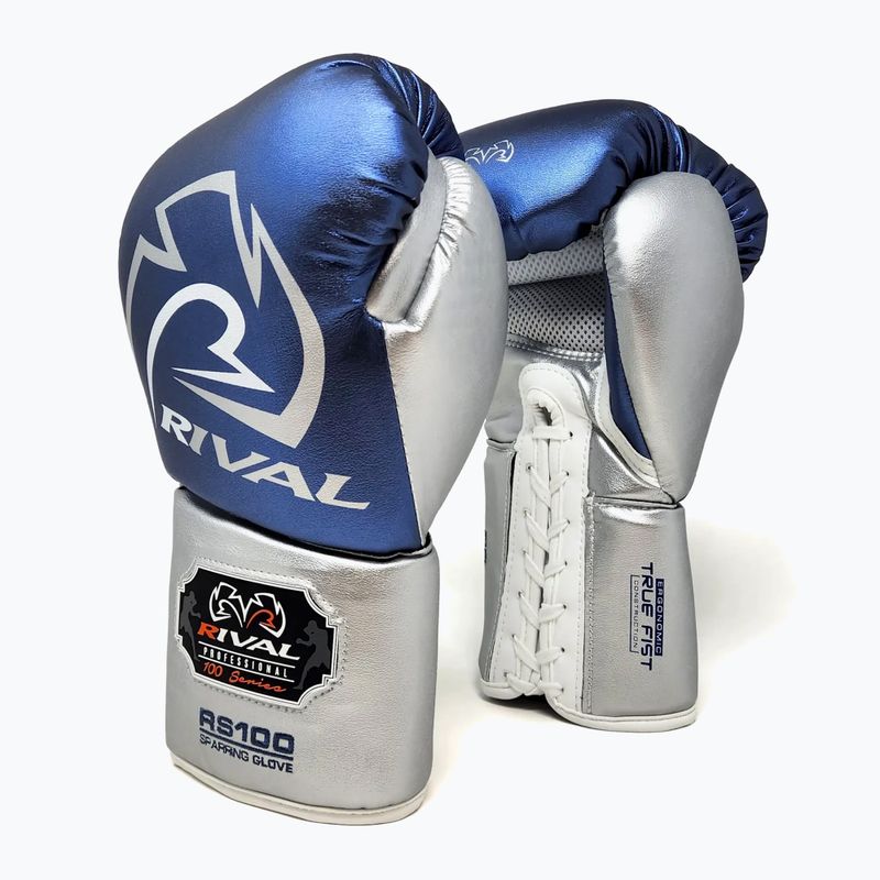 Rękawice bokserskie Rival RS100 Professional blue/silver 2