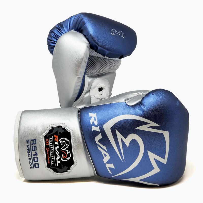 Rękawice bokserskie Rival RS100 Professional blue/silver 3