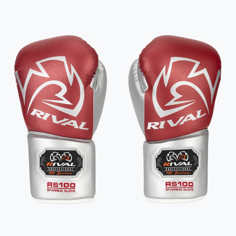 Rękawice bokserskie Rival RS100 Professional red/silver 2