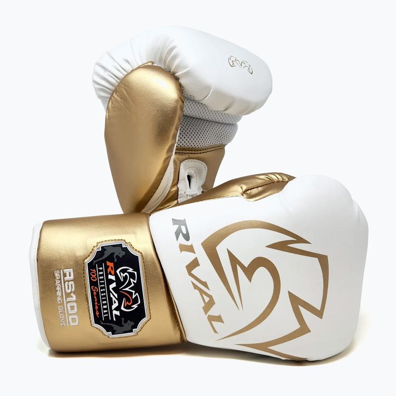 Rękawice bokserskie Rival RS100 Professional white/gold 3