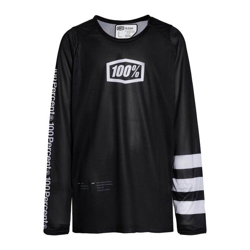 Longsleeve rowerowy dziecięcy 100% R-Core Youth black white