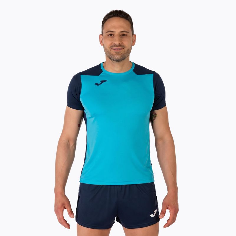 Koszulka do biegania męska Joma Record II fluor turquoise/navy 13