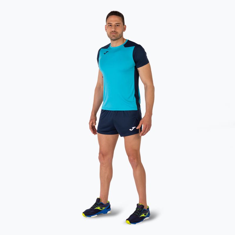 Koszulka do biegania męska Joma Record II fluor turquoise/navy 2
