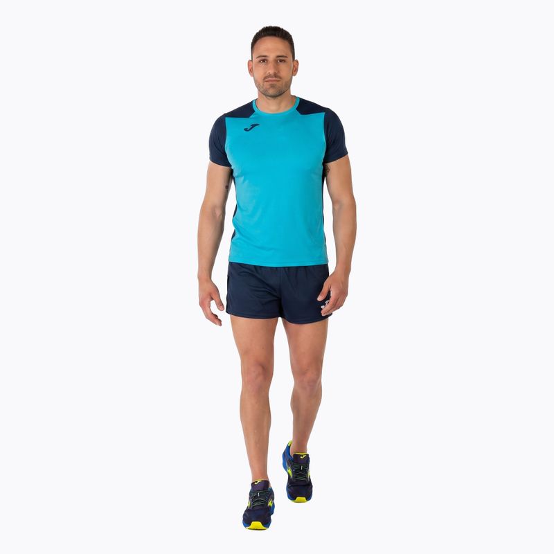 Koszulka do biegania męska Joma Record II fluor turquoise/navy 14