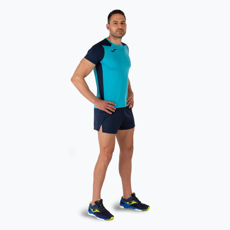 Koszulka do biegania męska Joma Record II fluor turquoise/navy 7