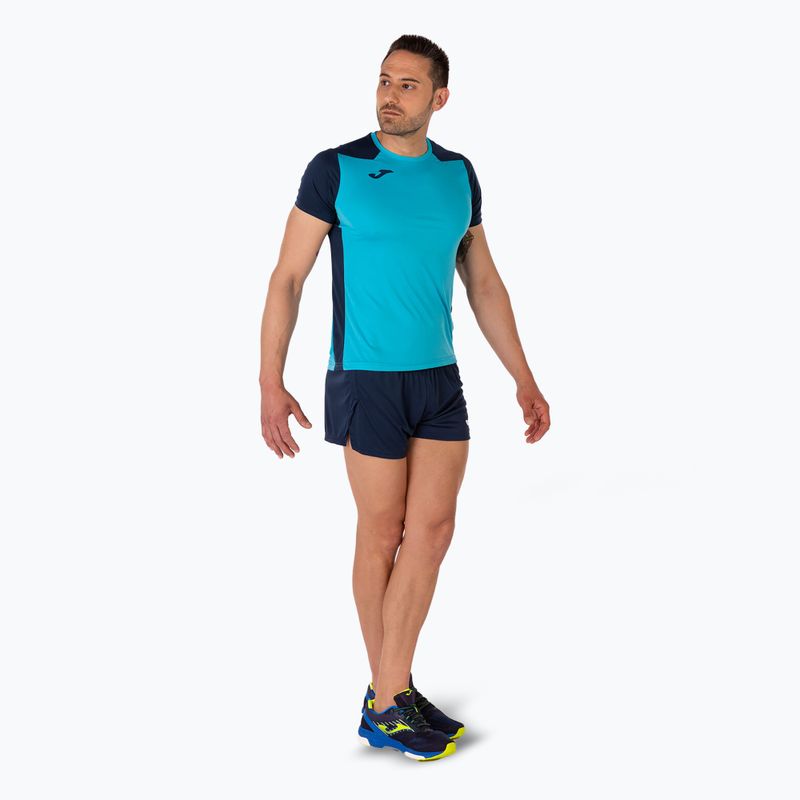 Koszulka do biegania męska Joma Record II fluor turquoise/navy 8