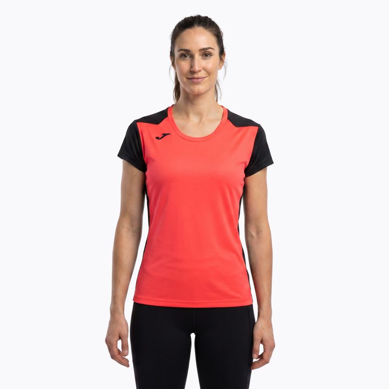 Koszulka do biegania damska Joma Record II fluor coral/black 16