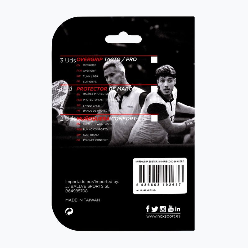 Frotki na nadgarstek NOX Wristband with Logo 2 szt. grey/black 2