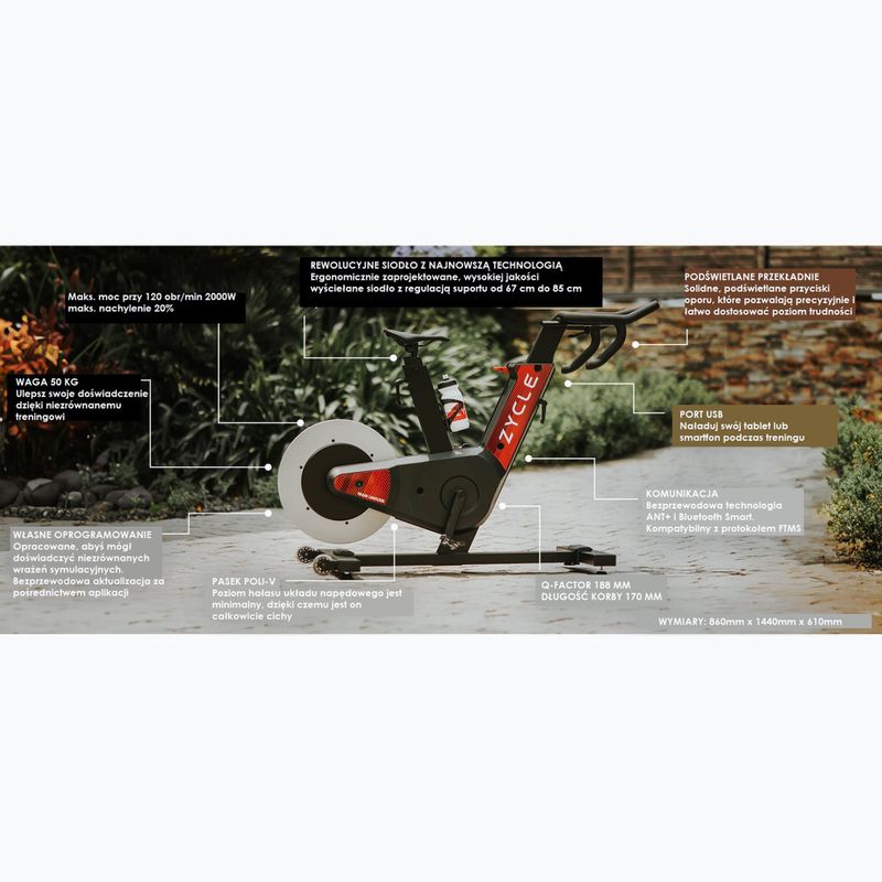 Trenażer rowerowy ZYCLE Smart Zbike 2 czarny/czerwony 5