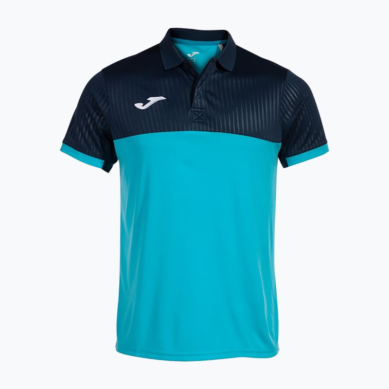 Koszulka polo tenisowa męska Joma Montreal fluorescent turquoise/navy blue