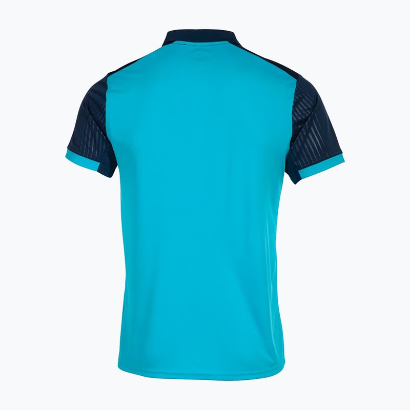 Koszulka polo tenisowa męska Joma Montreal fluorescent turquoise/navy blue 2