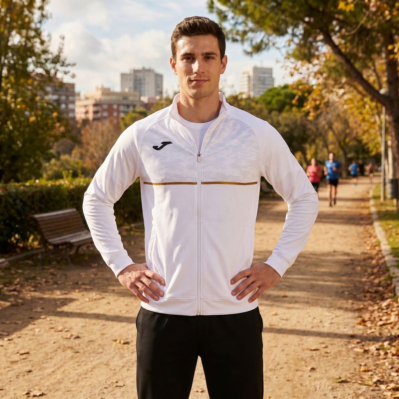 Bluza do biegania męska Joma Record III Full Zip white 6