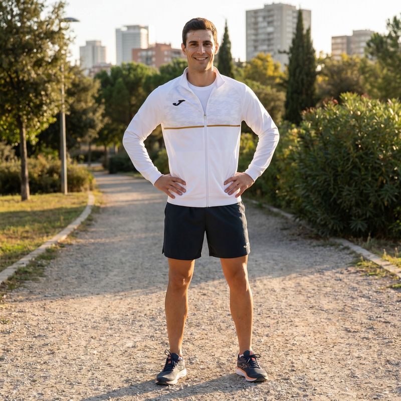 Bluza do biegania męska Joma Record III Full Zip white 7