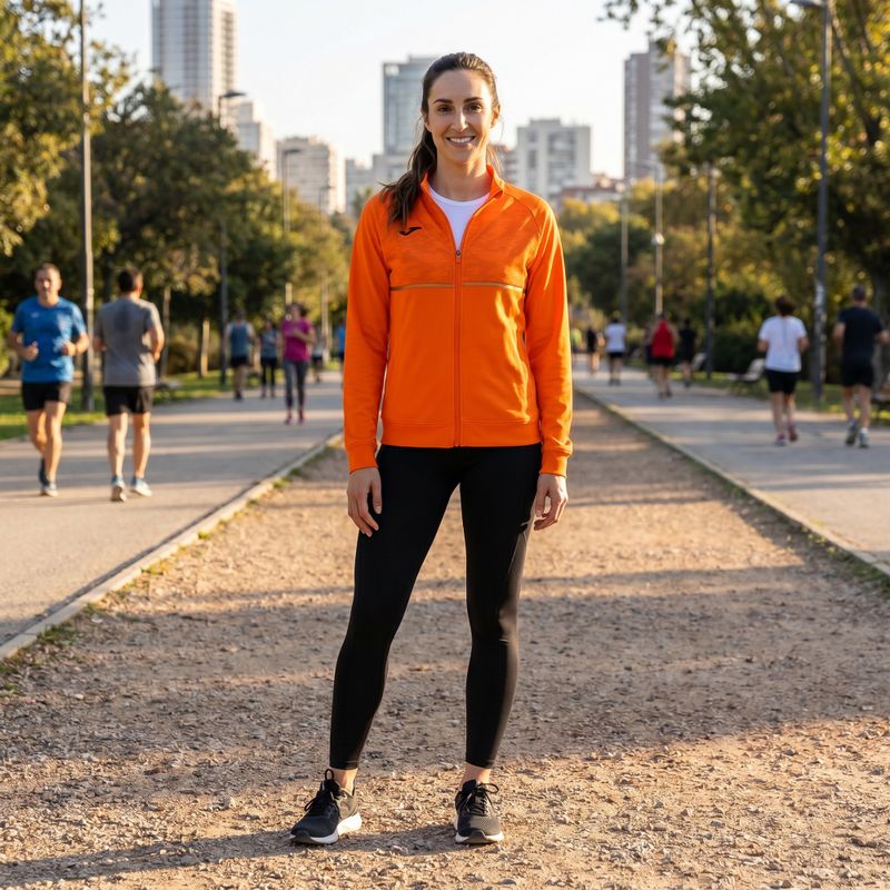 Bluza do biegania damska Joma Record III Full Zip orange 5