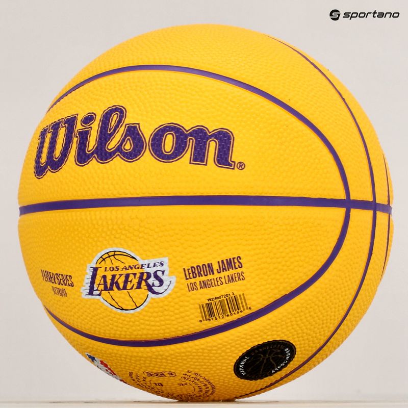 Piłka do koszykówki dziecięca Wilson NBA Player Icon Mini Lebron yellow rozmiar 3 8