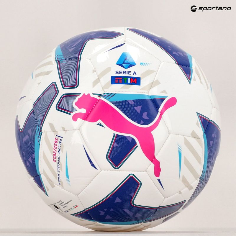 Piłka do piłki nożnej PUMA Orbita Serie A Ms puma white/blue glimmer/sunset glow rozmiar 5 5