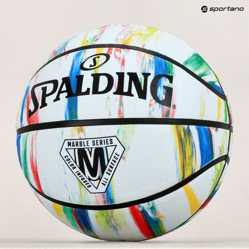 Piłka do koszykówki Spalding Marble biała/czerwona/niebieska rozmiar 7 4