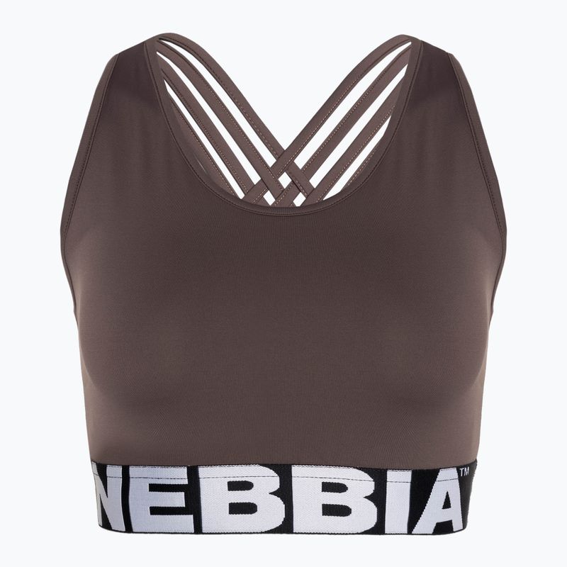 Biustonosz treningowy NEBBIA Medium Impact Cross brown 4