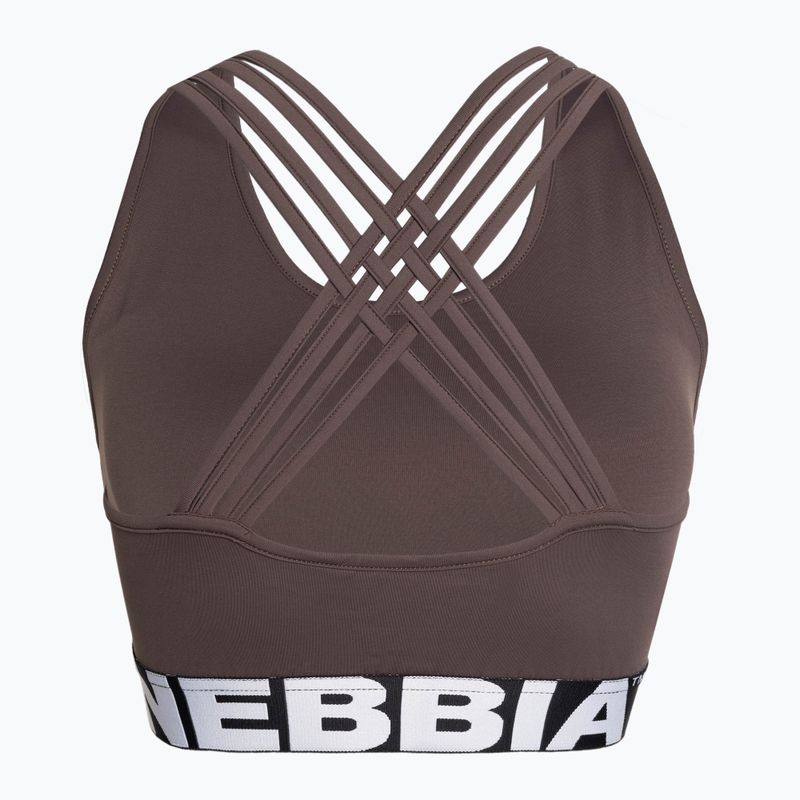 Biustonosz treningowy NEBBIA Medium Impact Cross brown 5