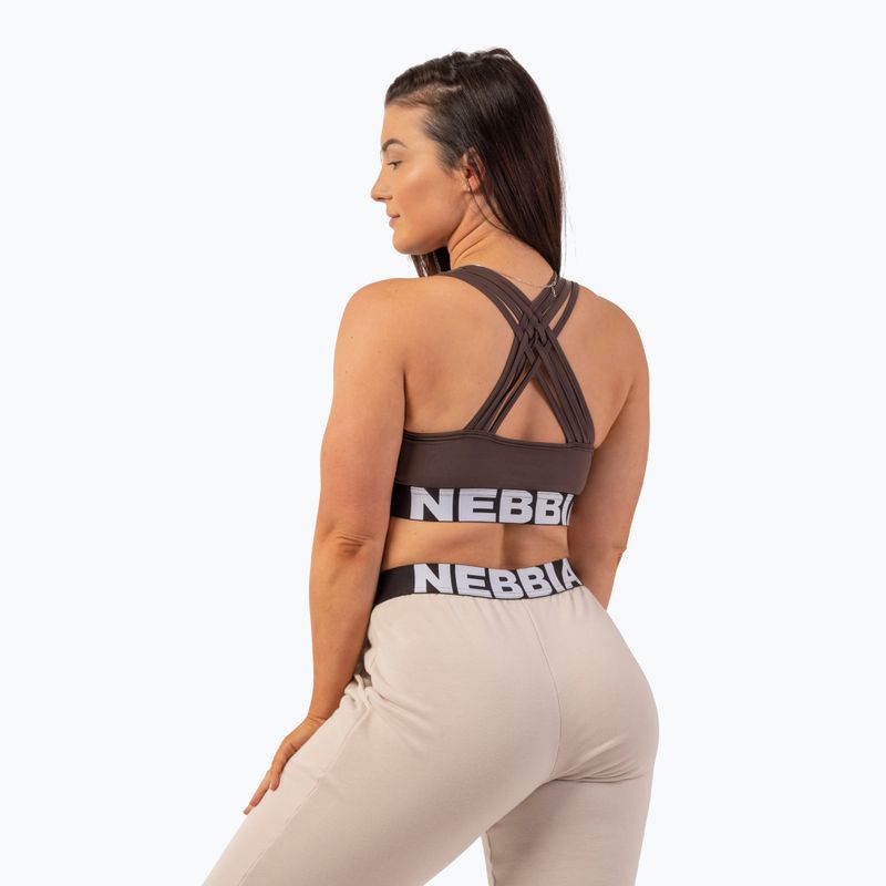 Biustonosz treningowy NEBBIA Medium Impact Cross brown 2
